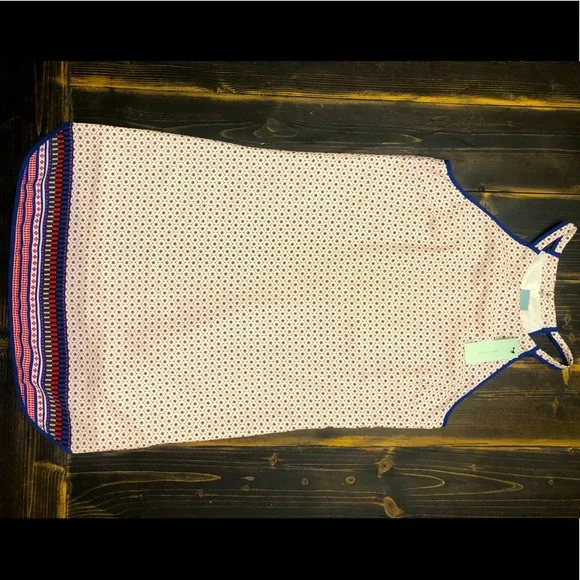 Skies Are Blue(Dillards)- Border Print Halter Neck Sleeveless Shift Dress SZ S - Picture 6 of 12